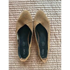 TOMS Jutti D'Orsay Flats Animal Print Cheetah Tan Canvas Slingback Shoes